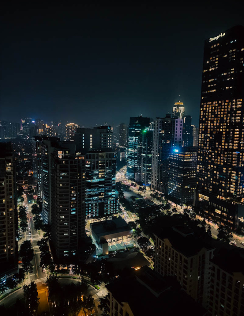 Bonifacio Global City skyline at night, home to the StrideSynergy office